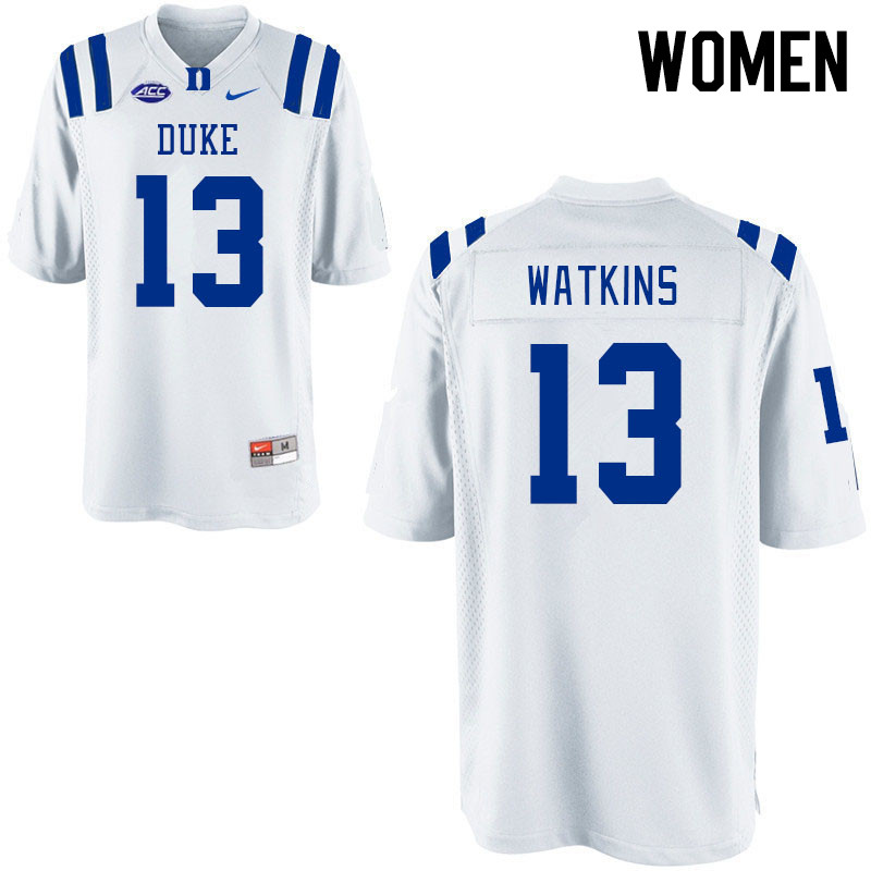 Women #13 Jaden Watkins Duke Blue Devils College Football Jerseys Stitched-White